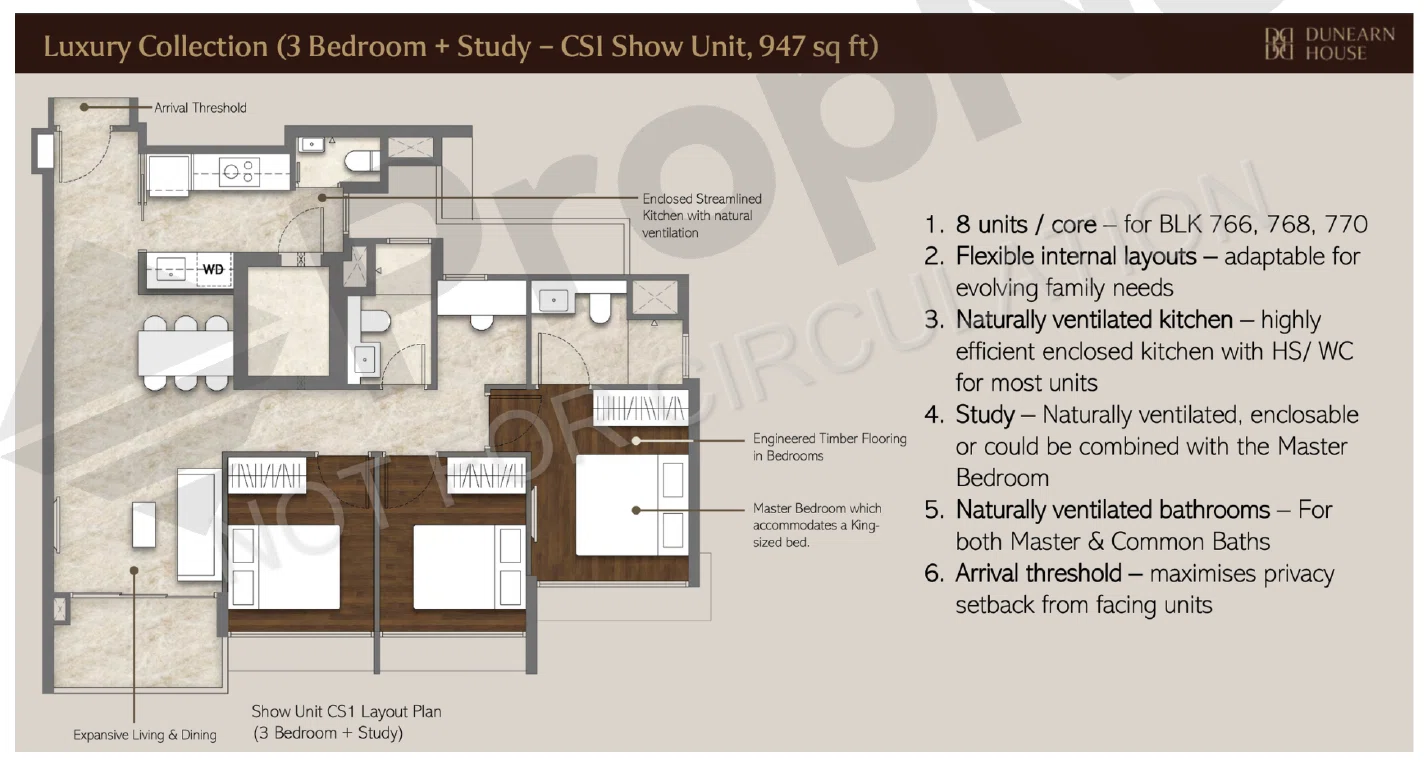 Dunearn House 3 Bedroom Study Floor Plan