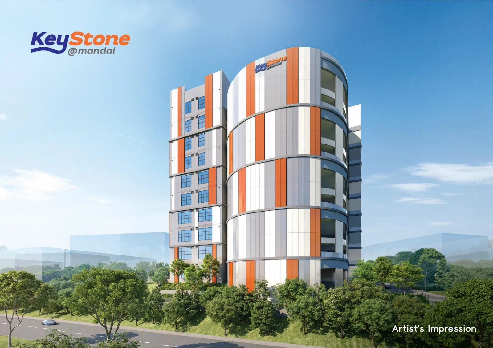 Keystone at Mandai Building at night
