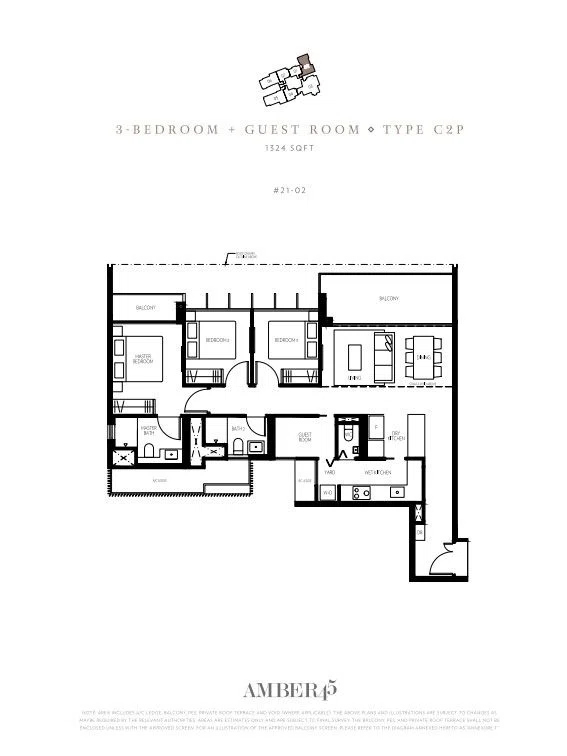 Amber 45 3 Bedroom + Guest Room - Type C2P