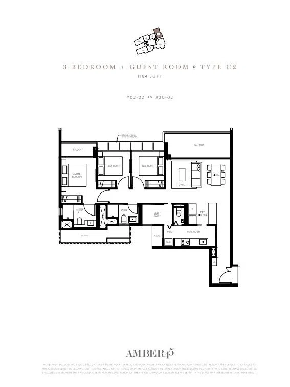 Amber 45 3 Bedroom + Guest Room - Type C2
