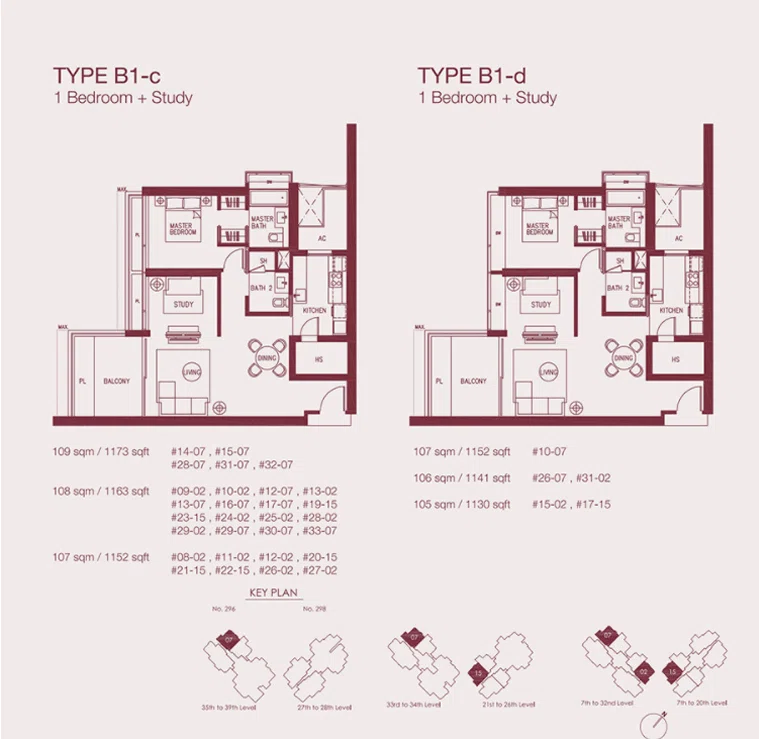 1 Bedroom + Study