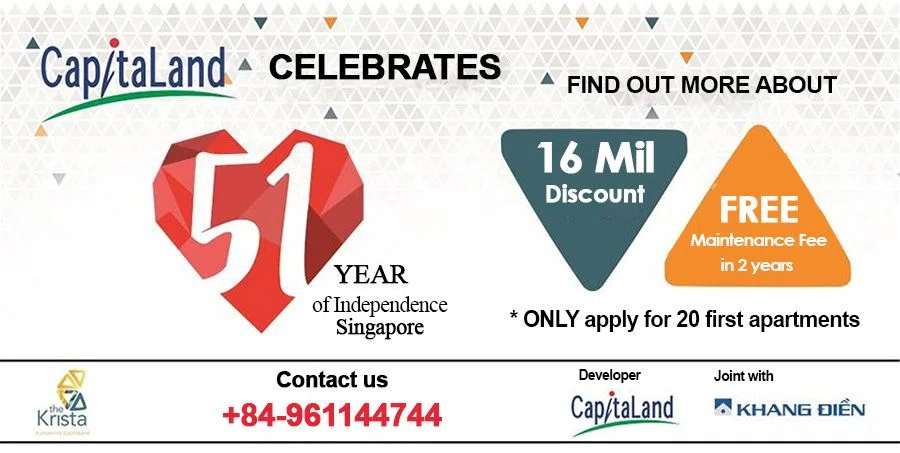 The Krista Condo offers discount up to VND 16 million.